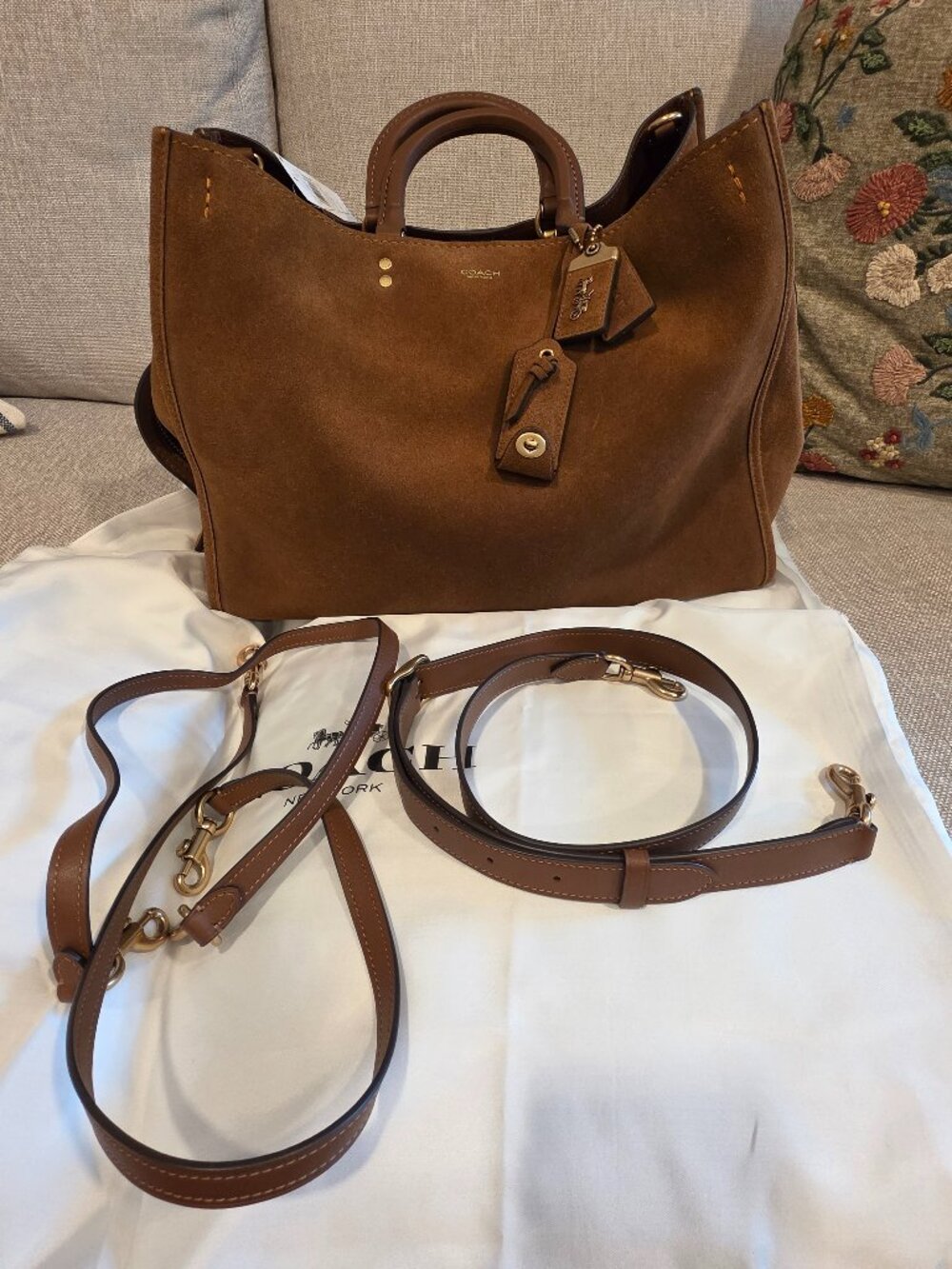 Coach Rogue Bag 40 in Warm Brown Suede